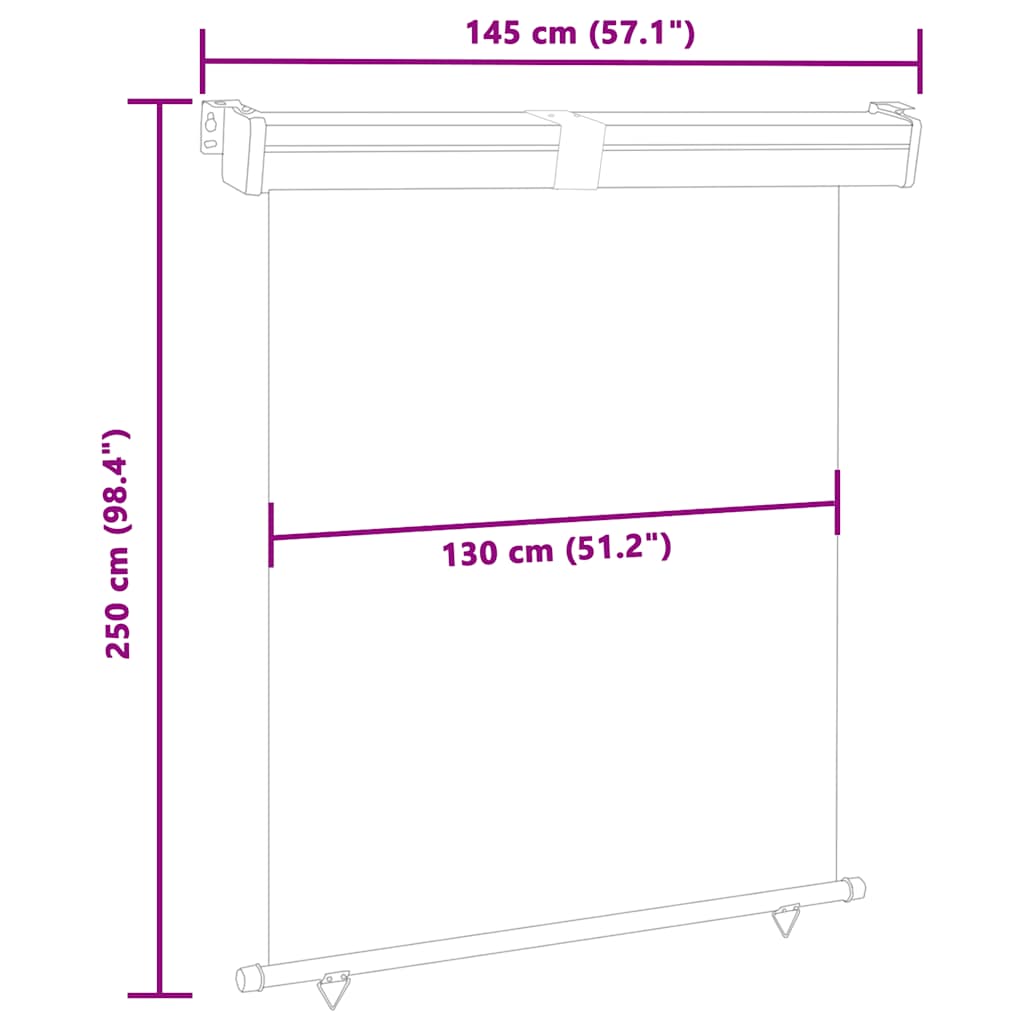Tendalino Laterale per Balcone 145x250 cm Rosso - homemem39