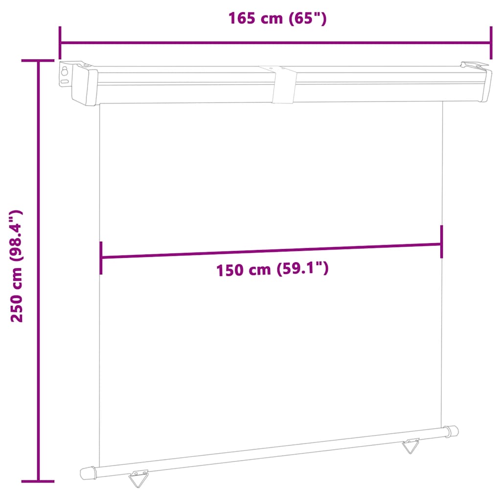Tendalino Laterale per Balcone 165x250 cm Rosso - homemem39