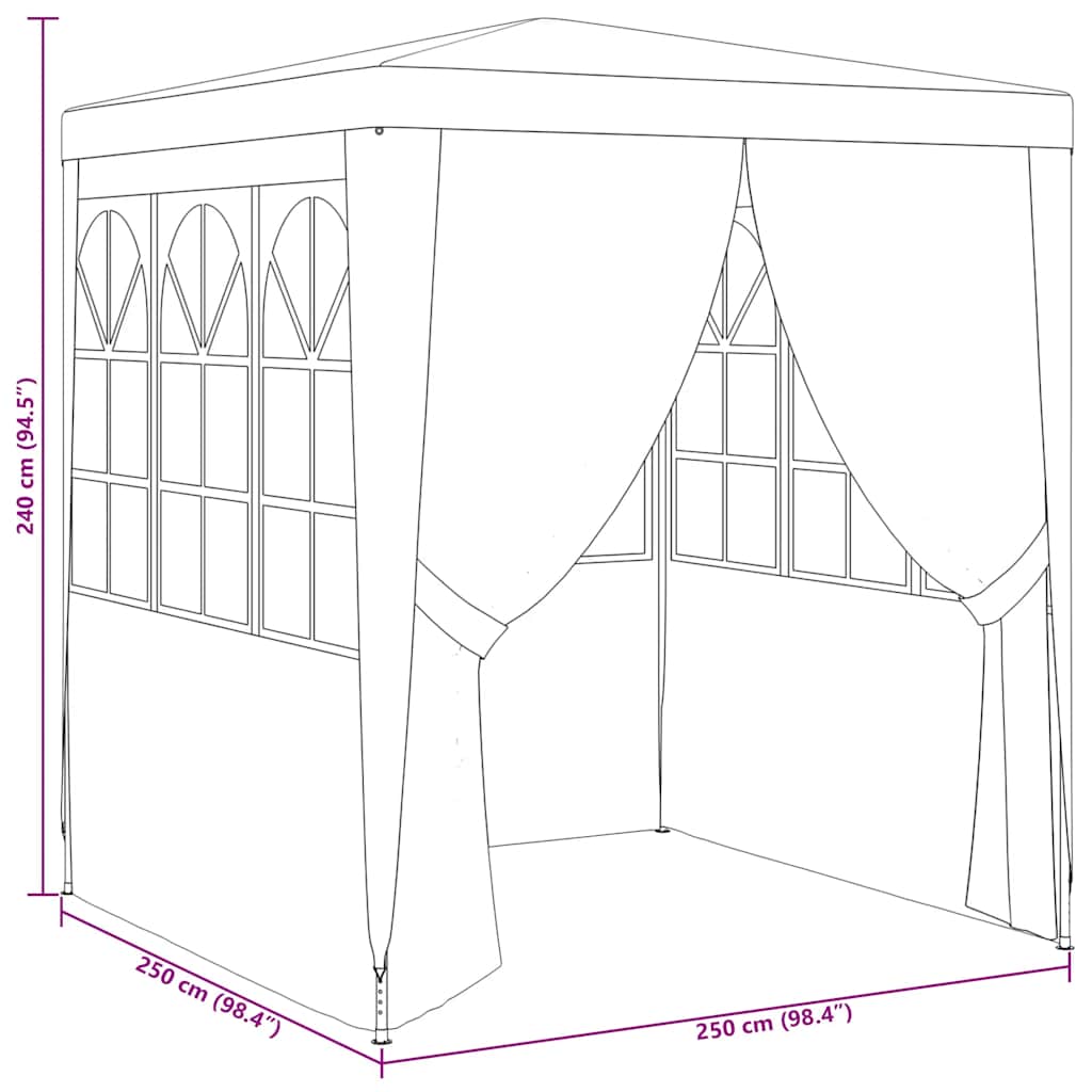 Gazebo Professionale con Pareti 2,5x2,5 m Blu 90 g/m² | homemem39