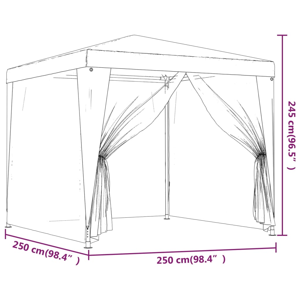 Tendone per Feste con 4 Pareti in Rete 2,5x2,5 m Bianco | homemem39