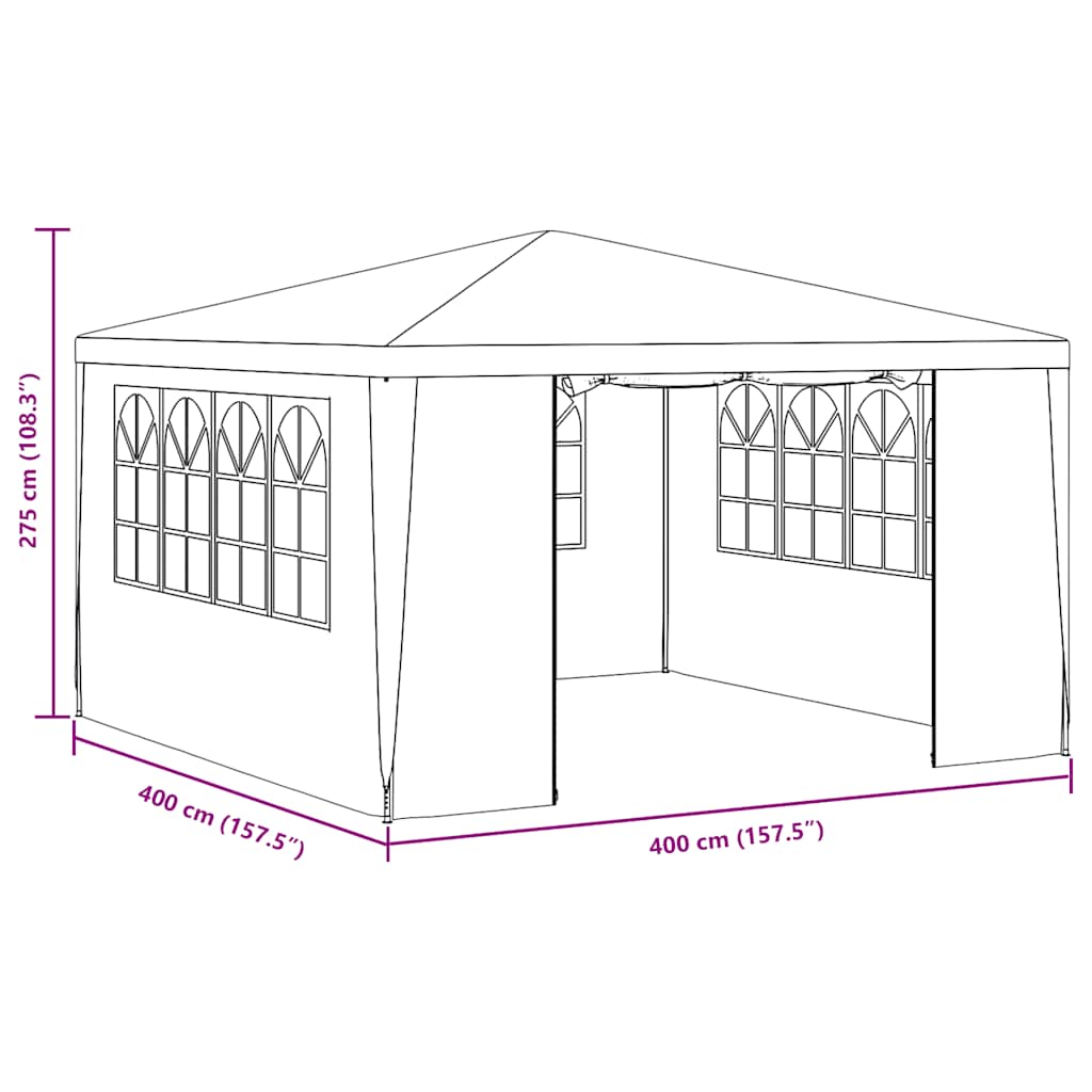 Gazebo Professionale con Pareti 4x4 m Blu 90 g/m² | homemem39