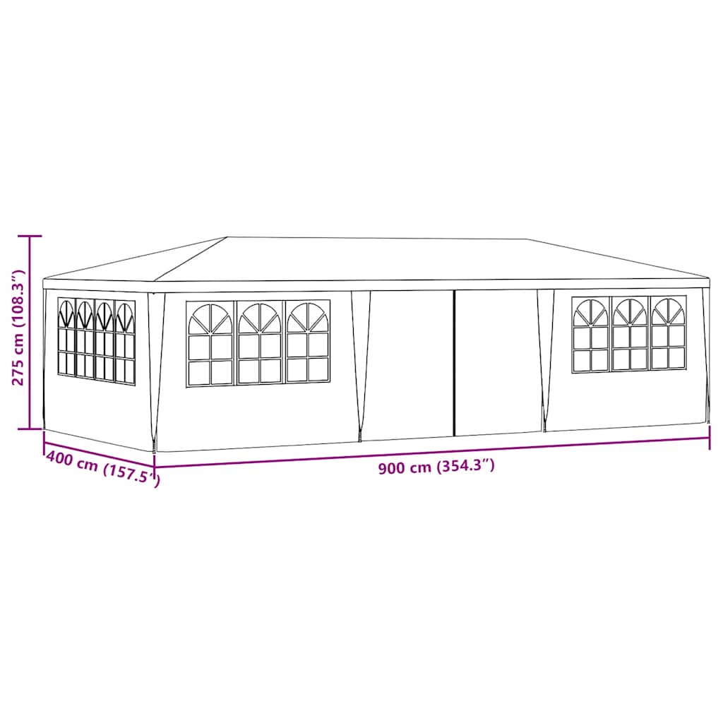 Gazebo Professionale con Pareti 4x9 m Bianco 90 g/m² | homemem39