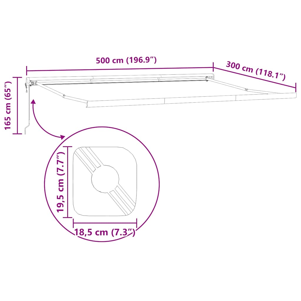 Tenda da Sole Bianco 5 x 3 m Metallo