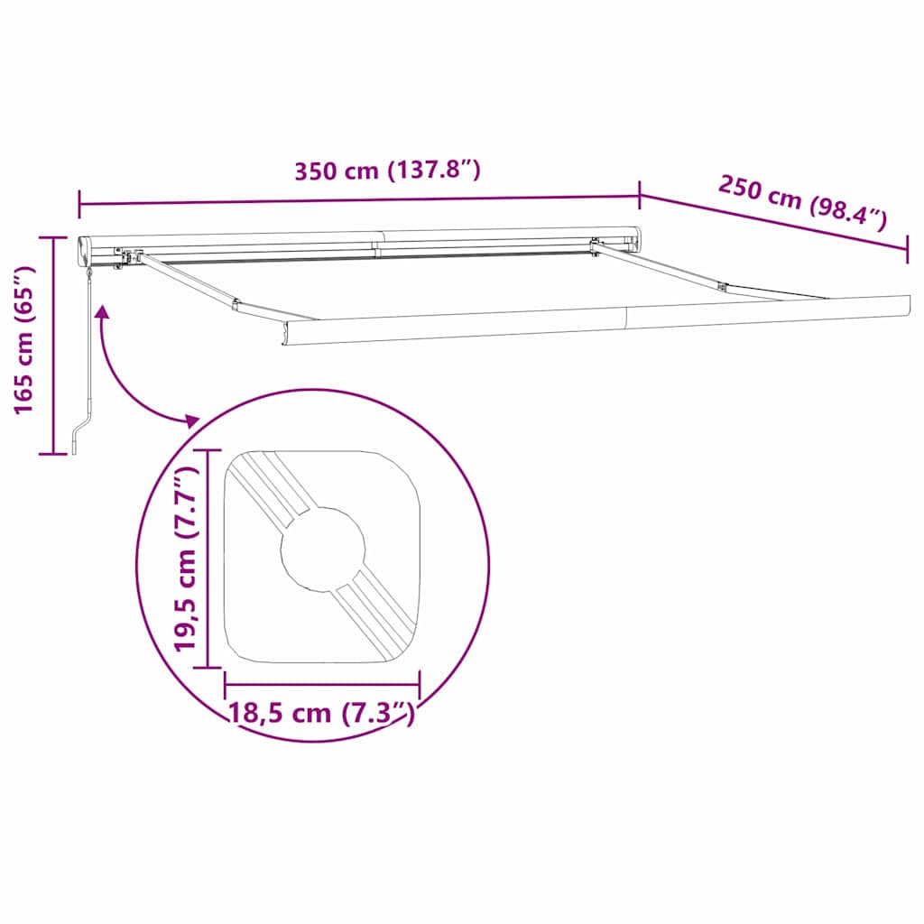 Tenda da Sole Antracite 3,5 x 2,5 m Metallo