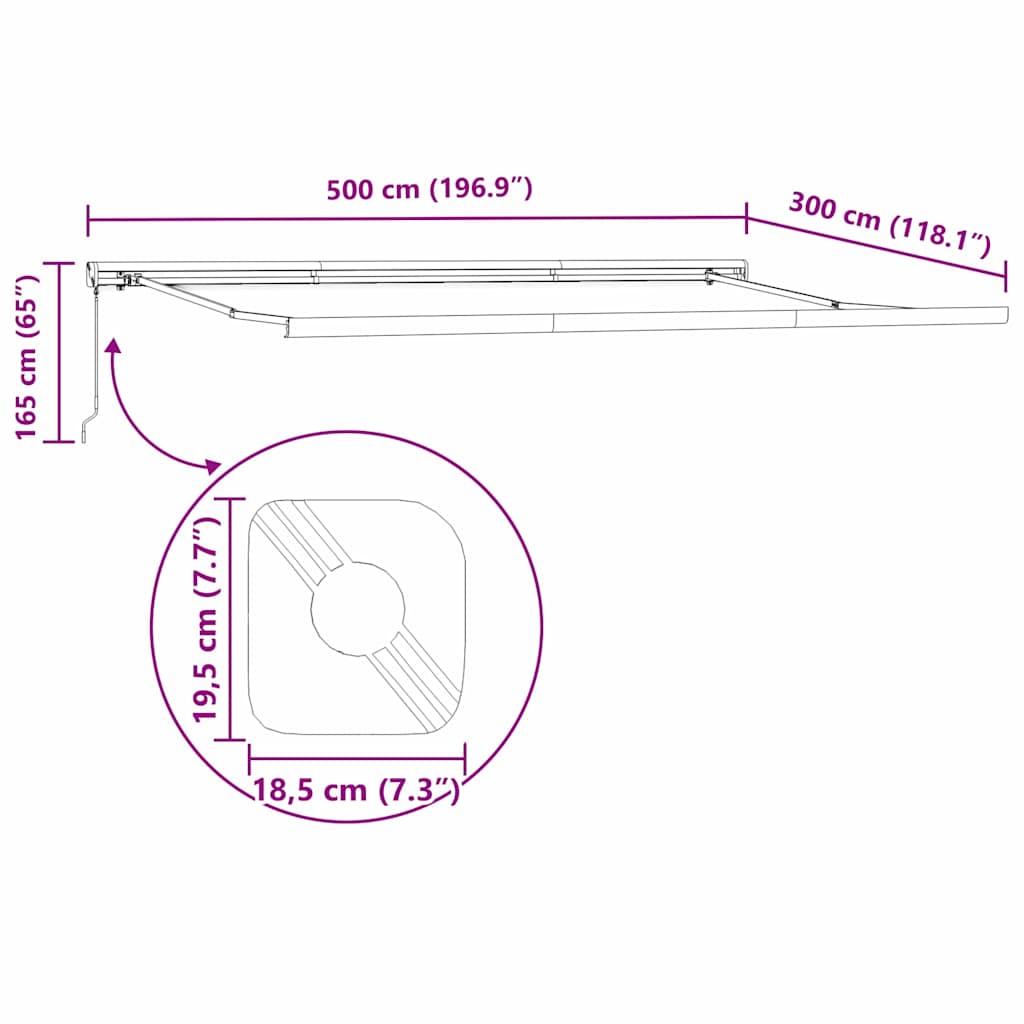 Tenda da Sole Antracite 5 x 3 m Metallo