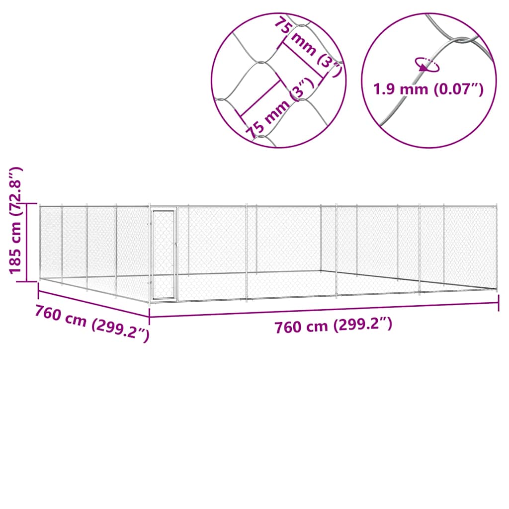 Canile da Esterno in Acciaio Zincato 760x760x185 cm | homemem39