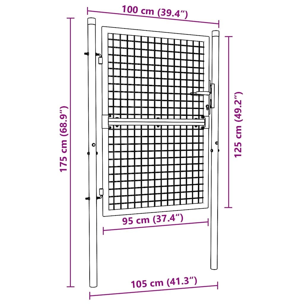 Cancello per Recinzione in Acciaio 100x125 cm Verde - homemem39