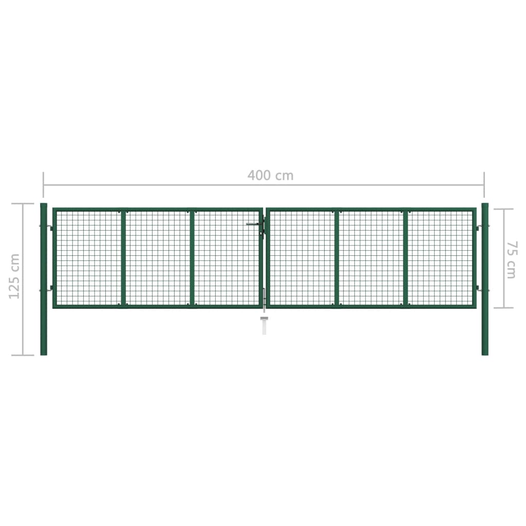 Cancello da Giardino a Rete in Acciaio 390x75 cm Verde - homemem39