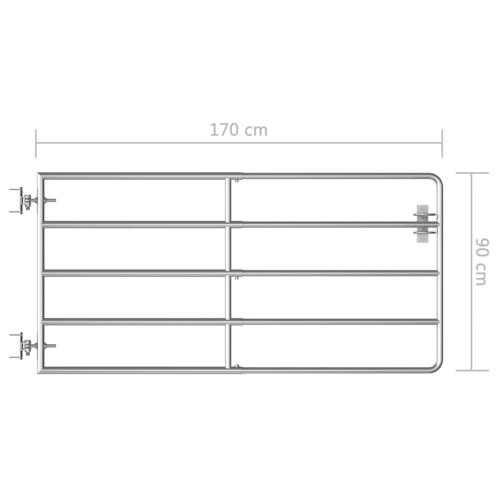 Cancello da Giardino in Acciaio 5 Sbarre (95-170)x90 cm Argento | homemem39