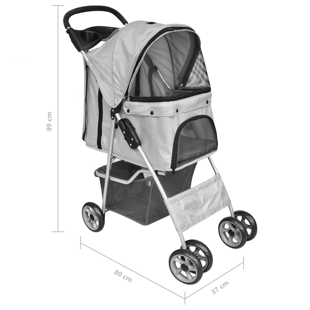Passeggino per Cani/Gatti Pieghevole Grigio - homemem39