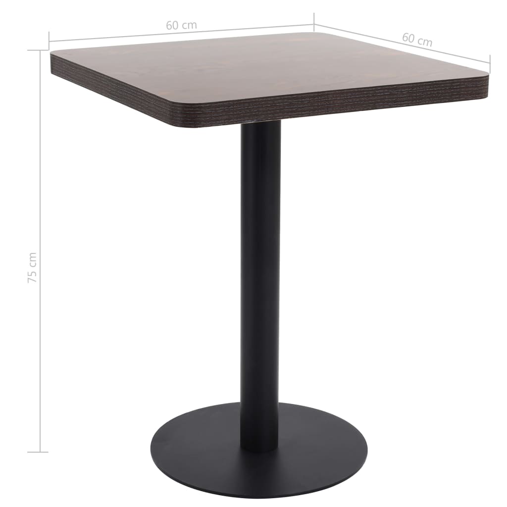 Tavolo da Bistrot Marrone Scuro 60x60 cm in MDF | homemem39