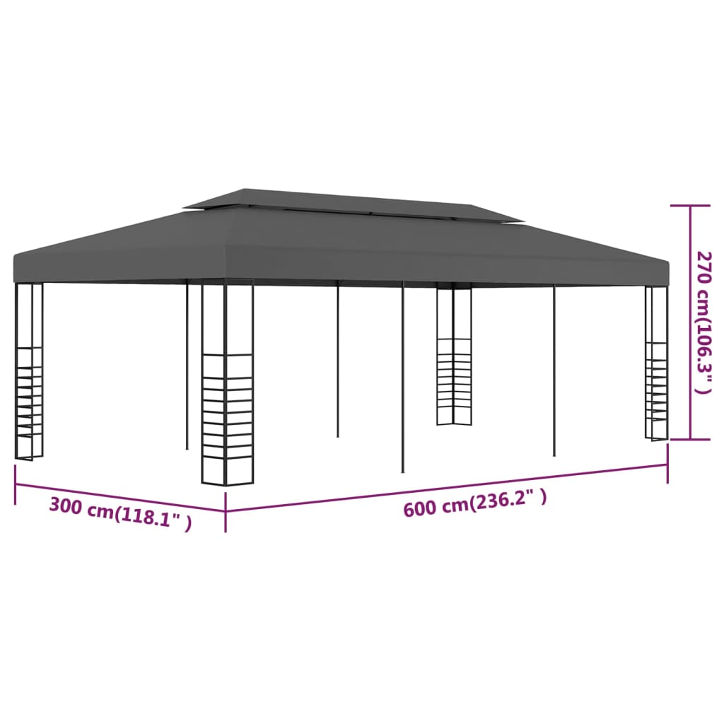 Tenda Gazebo 3x6 m Antracite | homemem39