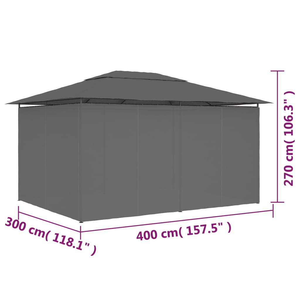 Gazebo da Giardino con Tende 4x3 m Antracite | homemem39