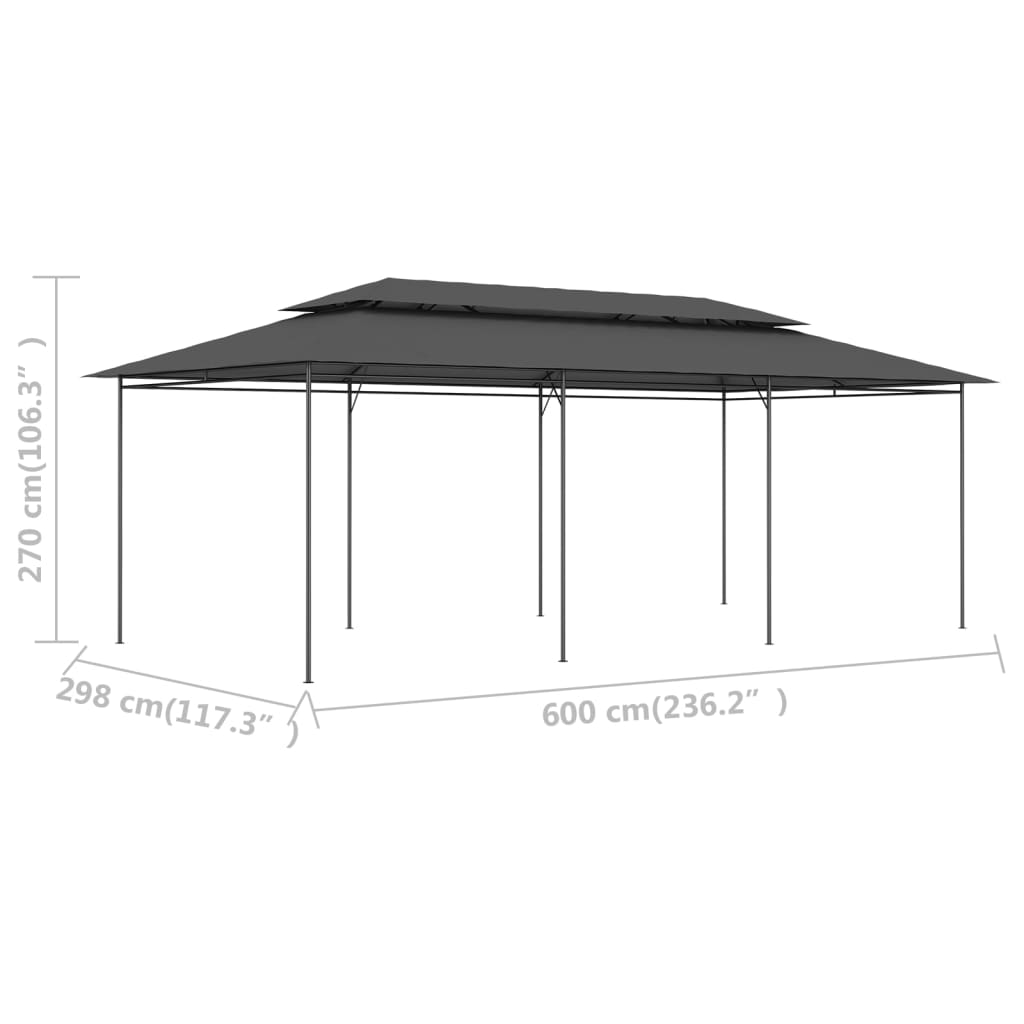 Gazebo 600x298x270 cm Antracite | homemem39