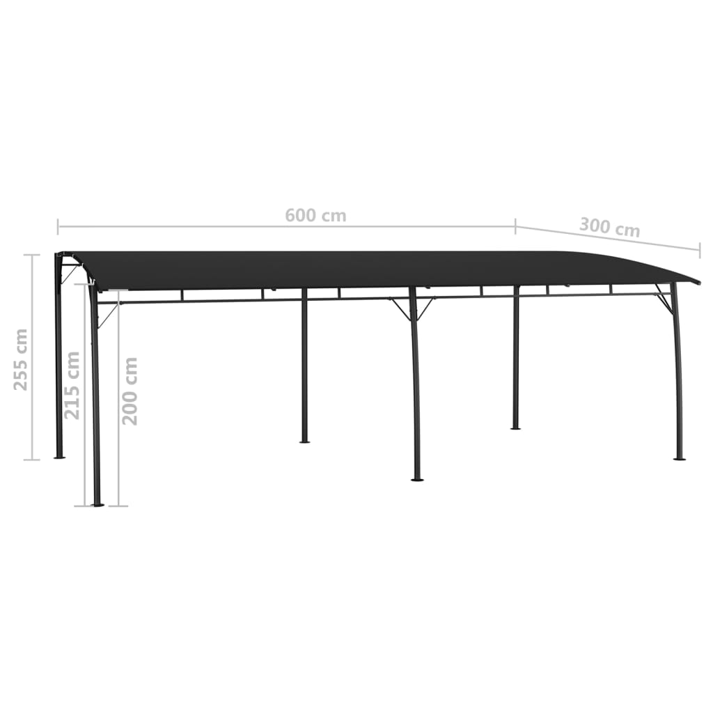 Tenda Parasole da Giardino 6x3x2,55 m Antracite | homemem39