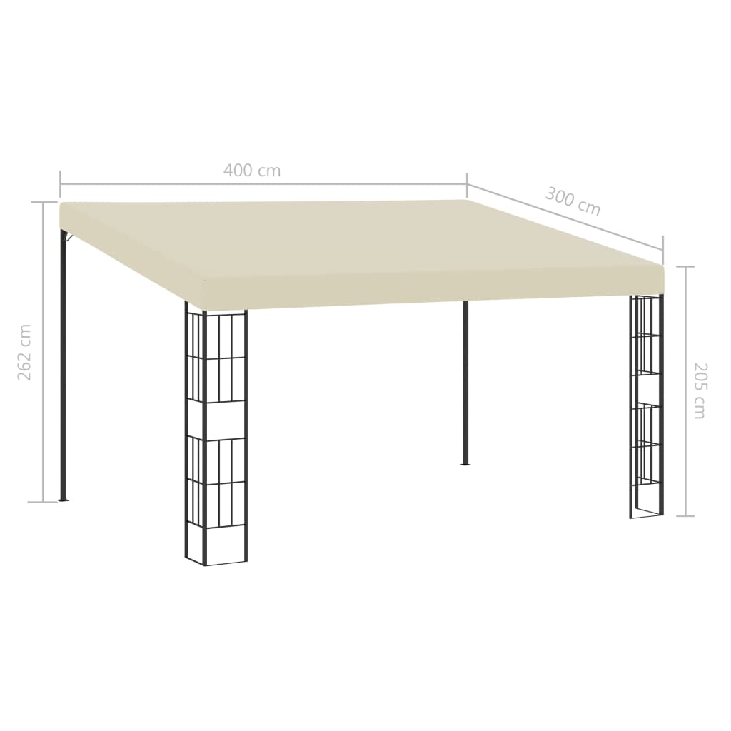 Gazebo a Parete 3x4 m Crema in Tessuto | homemem39