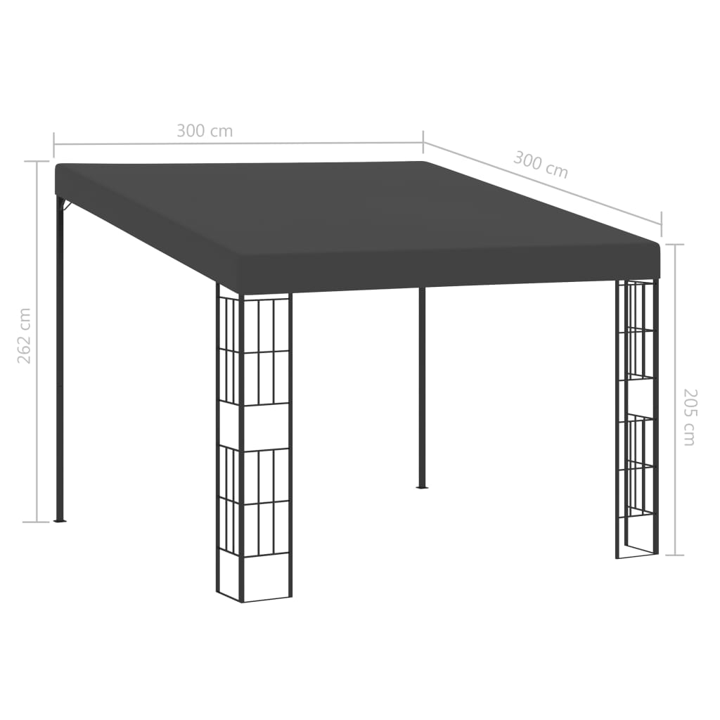 Gazebo a Parete 3x3 m Antracite in Tessuto | homemem39