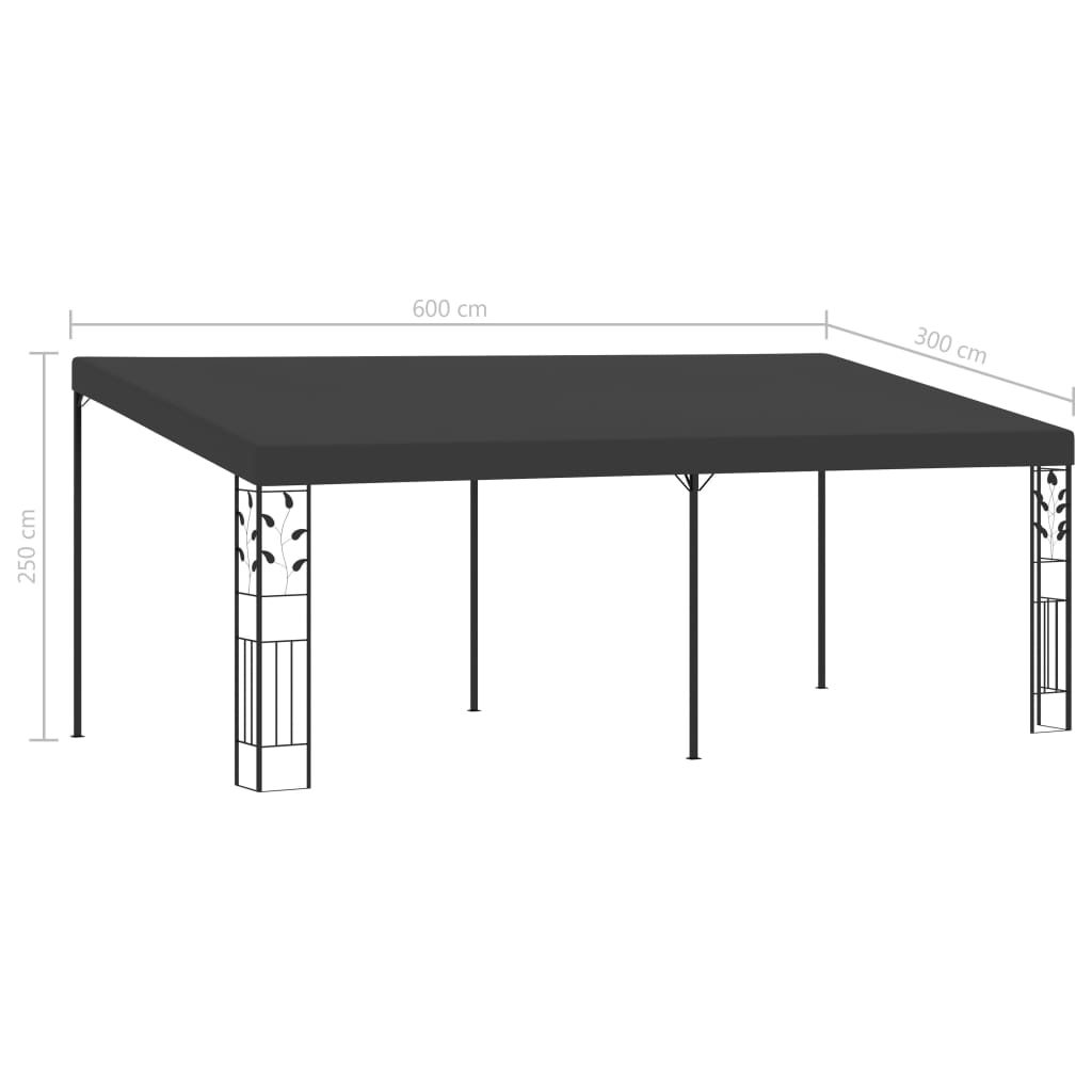 Gazebo a Parete 6x3x2,5 m Antracite | homemem39