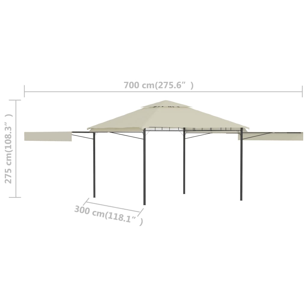 Gazebo con Tetto Doppio Estendibile 3x3x2,75 m Crema 180 g/m² | homemem39