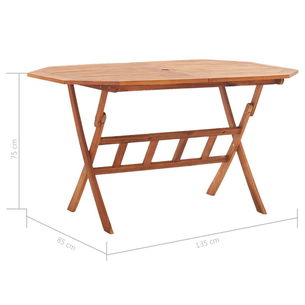 Tavolo da Giardino Pieghevole 135x85x75 cm Massello di Acacia | homemem39