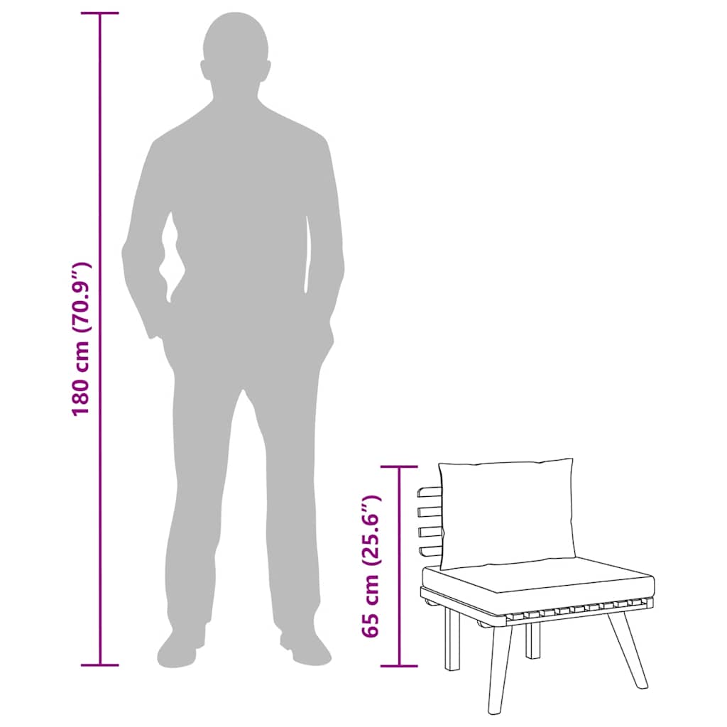 Sedia da Giardino con Cuscini in Legno Massello di Acacia