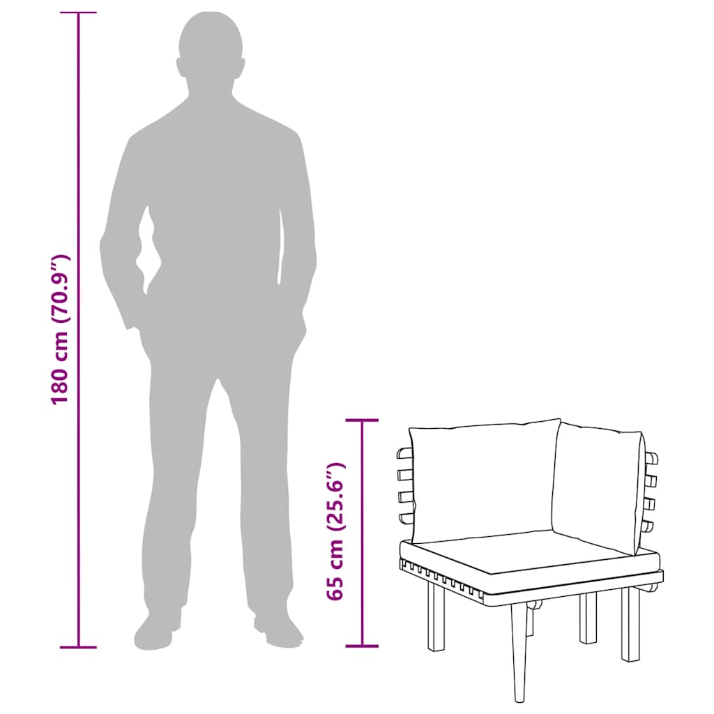 Divano Angolare da Giardino con Cuscini in Legno d'Acacia