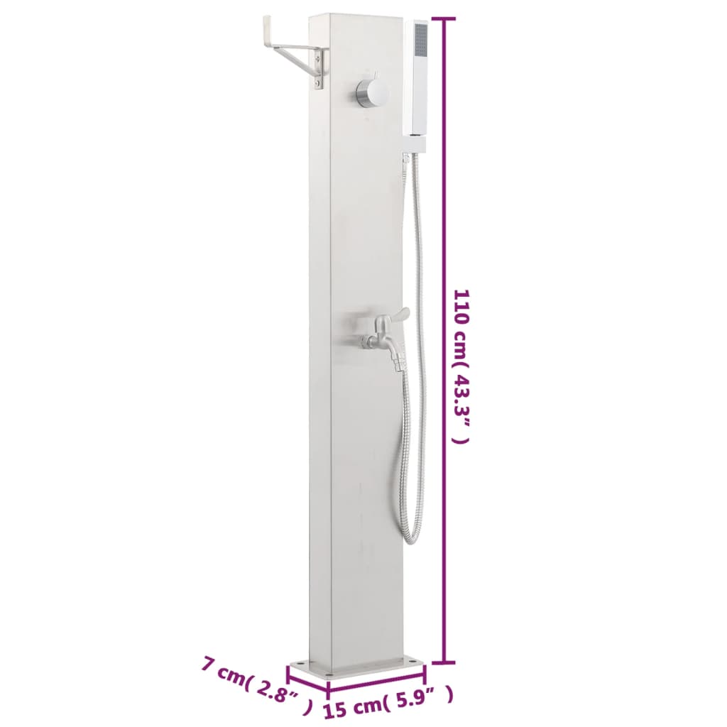 Rubinetteria per Doccia da Giardino 110 cm in Acciaio inox - homemem39
