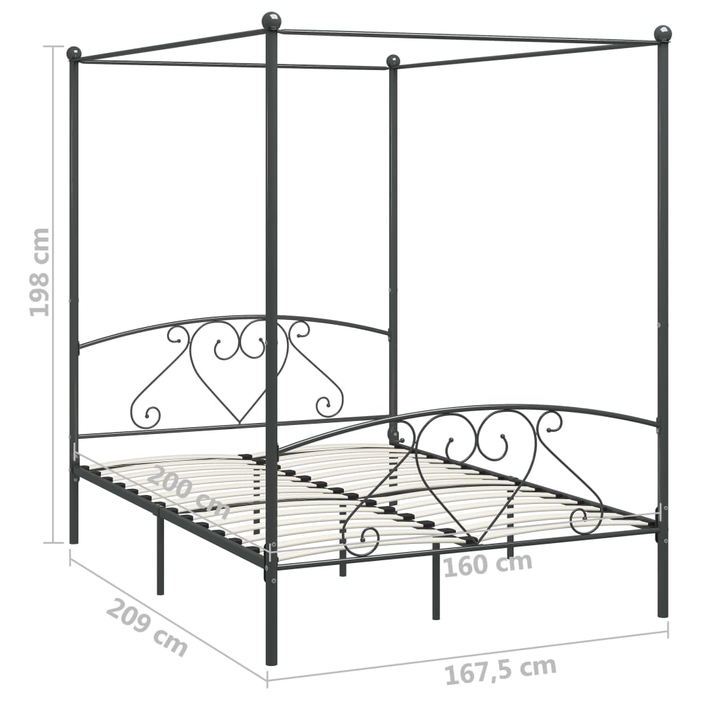 Giroletto Baldacchino senza Materasso Grigio 160x200 cm Metallo | homemem39