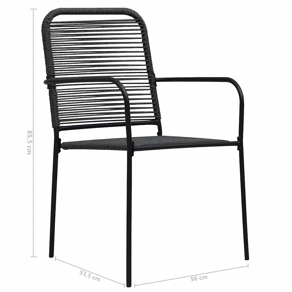Set da Pranzo da Esterni 7 pz in Corda di Cotone e Acciaio Nero | homemem39