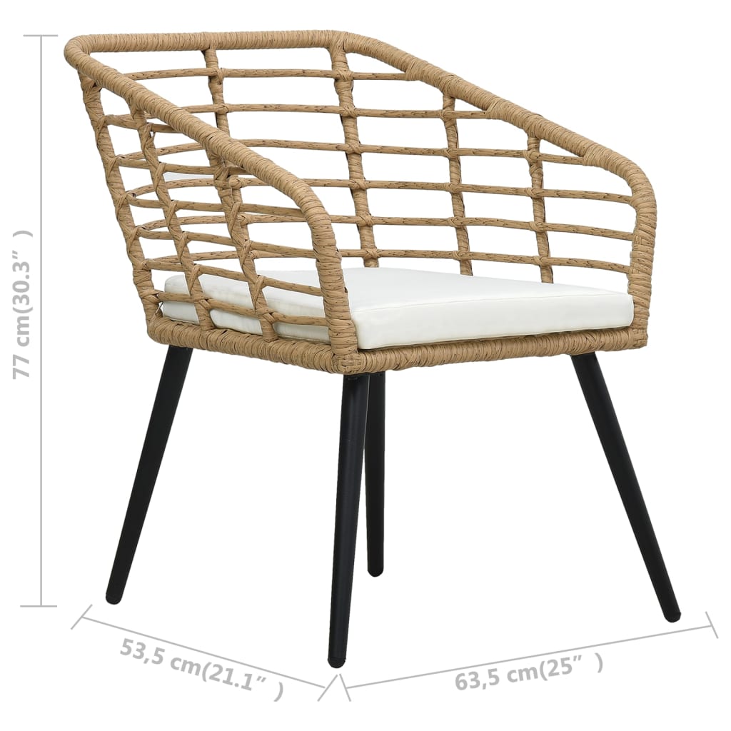 Sedie da Giardino 2 pz con Cuscini in Polyrattan Rovere
