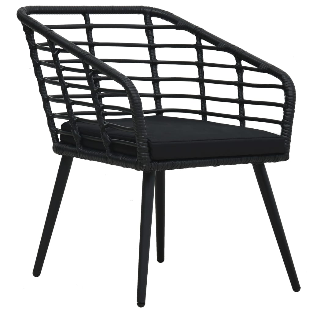 Sedie da Giardino con Cuscini 2 pz in Polyrattan Nere - homemem39