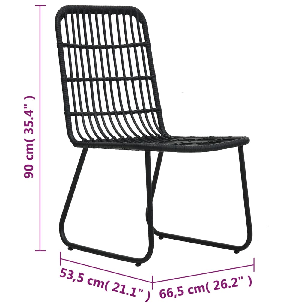 Sedie da Giardino 2 pz in Polyrattan Nere - homemem39