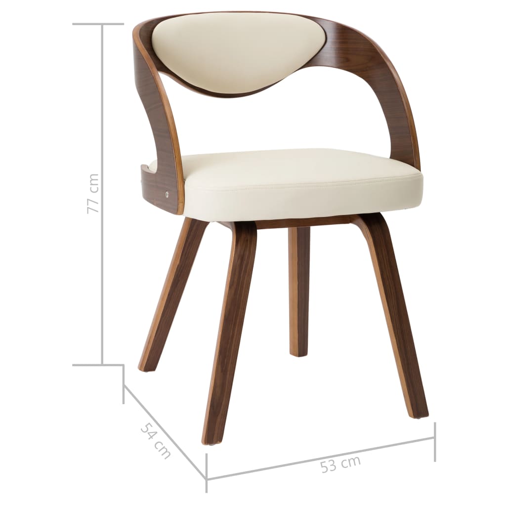 Sedie da Pranzo 4 pz in Legno Curvato e Similpelle Crema | homemem39