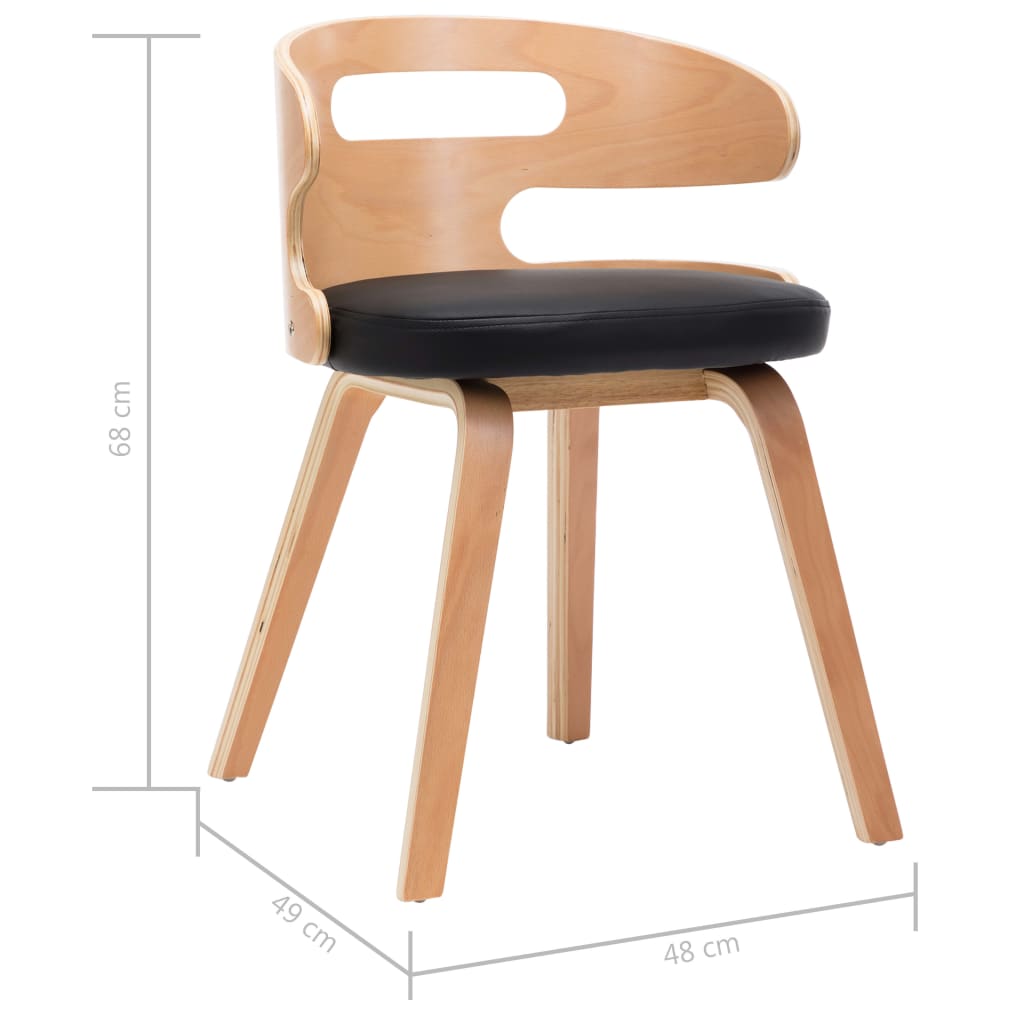 Sedie da Pranzo 4 pz Nere in Legno Piegato e Similpelle | homemem39