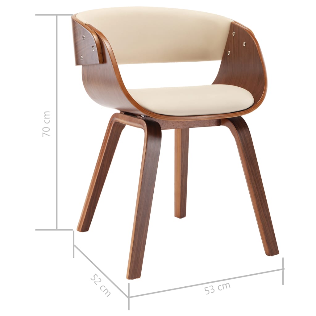 Sedie da Pranzo 4 pz in Legno Curvato e Similpelle Crema | homemem39