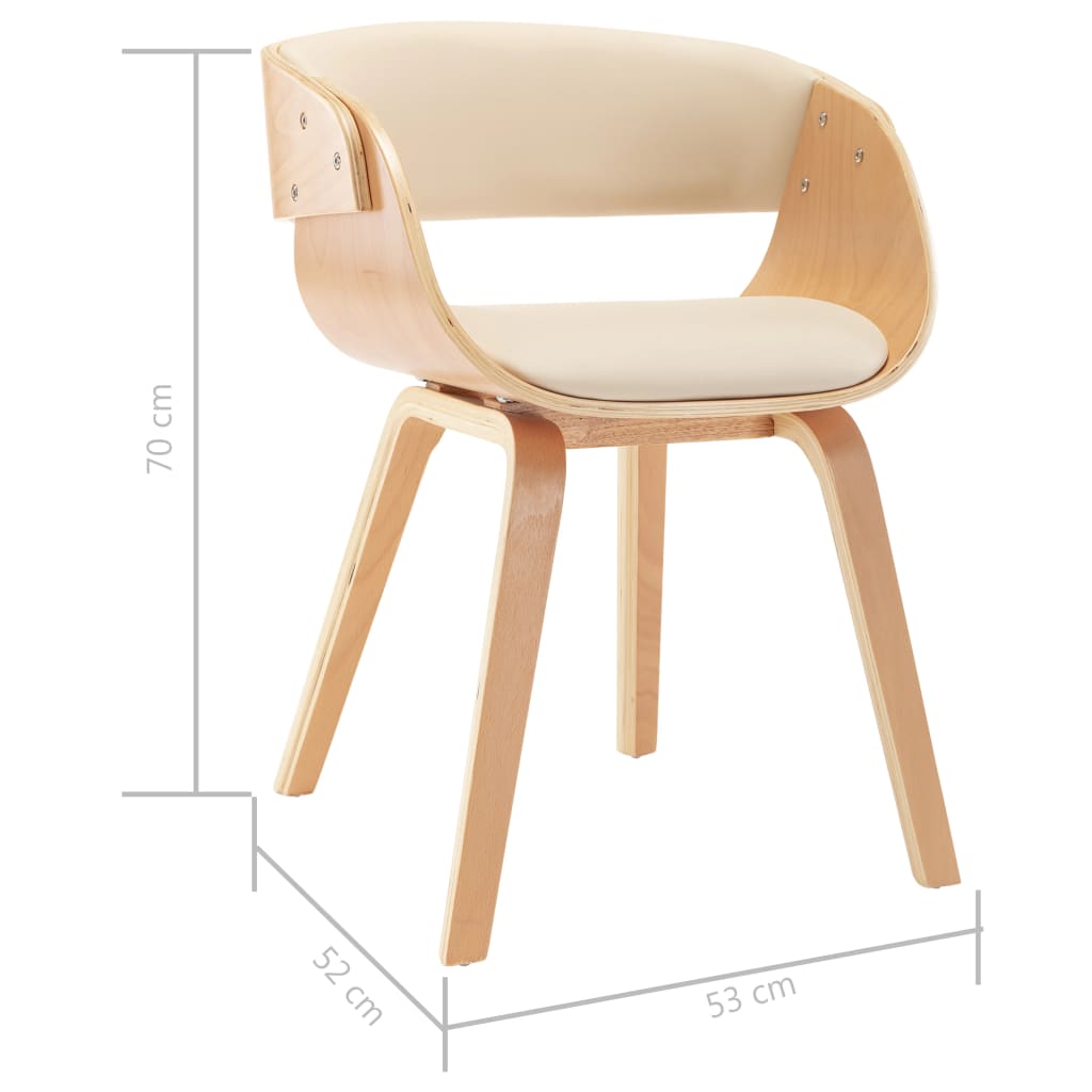 Sedie da Pranzo 4 pz in Legno Curvato e Similpelle Crema | homemem39