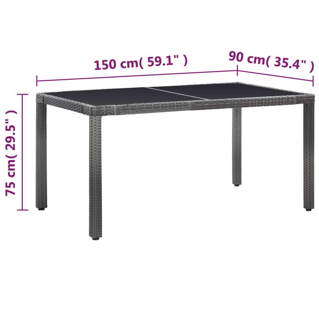 Set da Pranzo da Giardino 7 pz in Polyrattan Grigio | homemem39