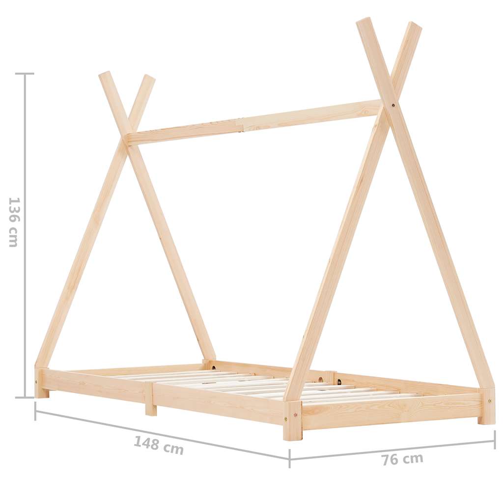 Giroletto per Bambini in Legno Massello di Pino 70x140 cm - homemem39