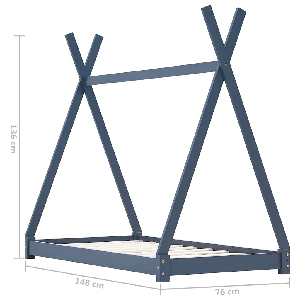 Giroletto per Bambini Grigio in Massello di Pino 70x140 cm | homemem39