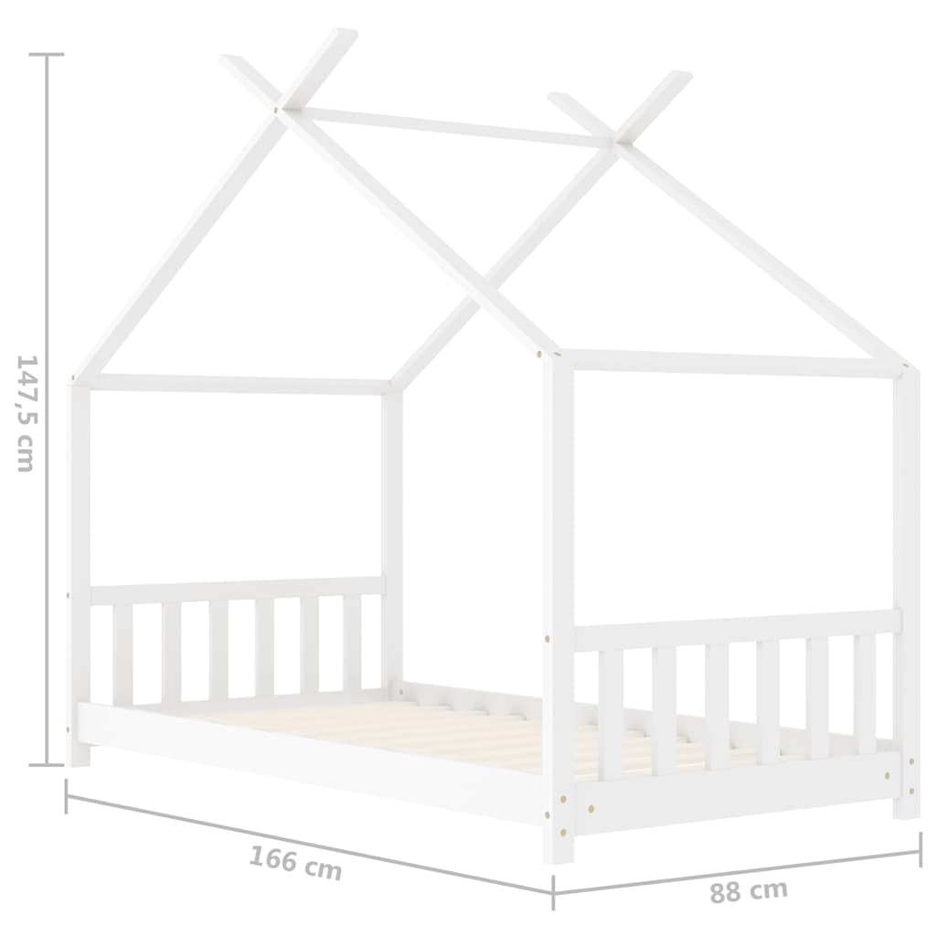 Giroletto per Bambini Bianco in Massello di Pino 80x160 cm - homemem39