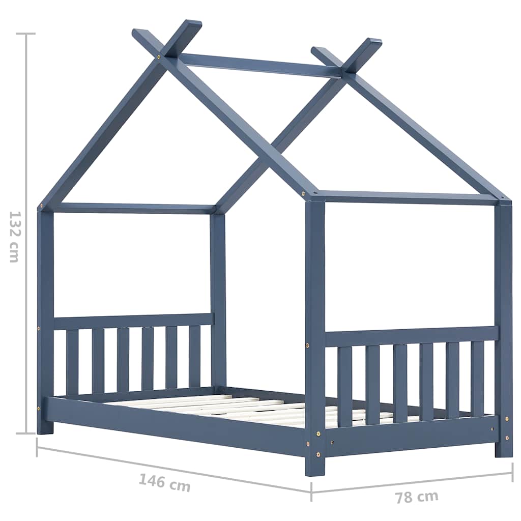 Giroletto per Bambini Grigio in Massello di Pino 70x140 cm | homemem39