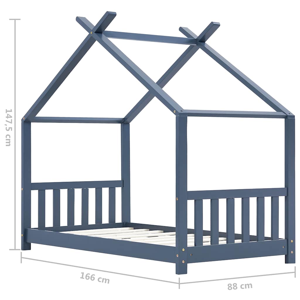 Giroletto per Bambini Grigio in Legno Massello di Pino 80x160cm - homemem39