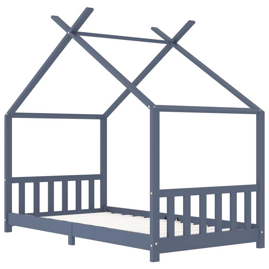 Giroletto per Bambini Grigio in Massello di Pino 90x200 cm - homemem39