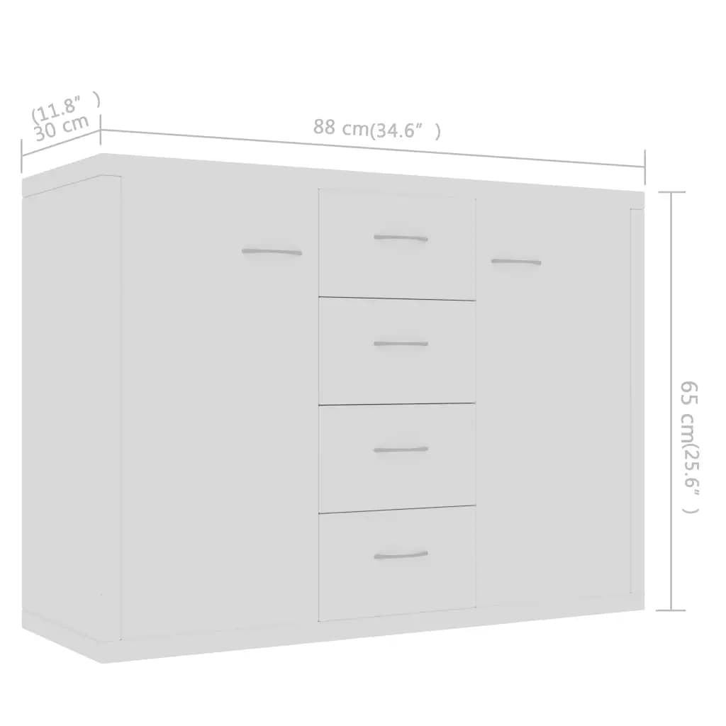 Credenza Bianca 88x30x65 cm in Legno Multistrato - homemem39