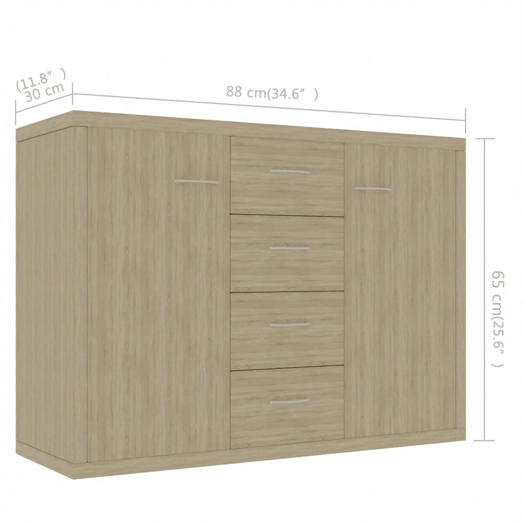 Credenza Rovere Sonoma 88x30x65 cm in Legno Multistrato | homemem39