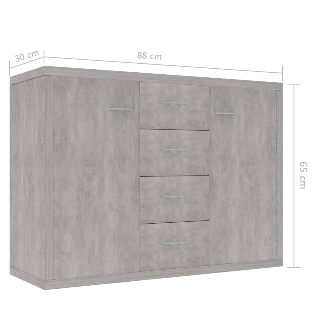 Credenza Grigio Cemento 88x30x65 cm in Legno Multistrato | homemem39