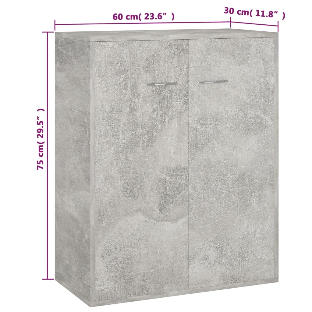 Credenza Grigio Cemento 60x30x75 cm in Legno Multistrato | homemem39