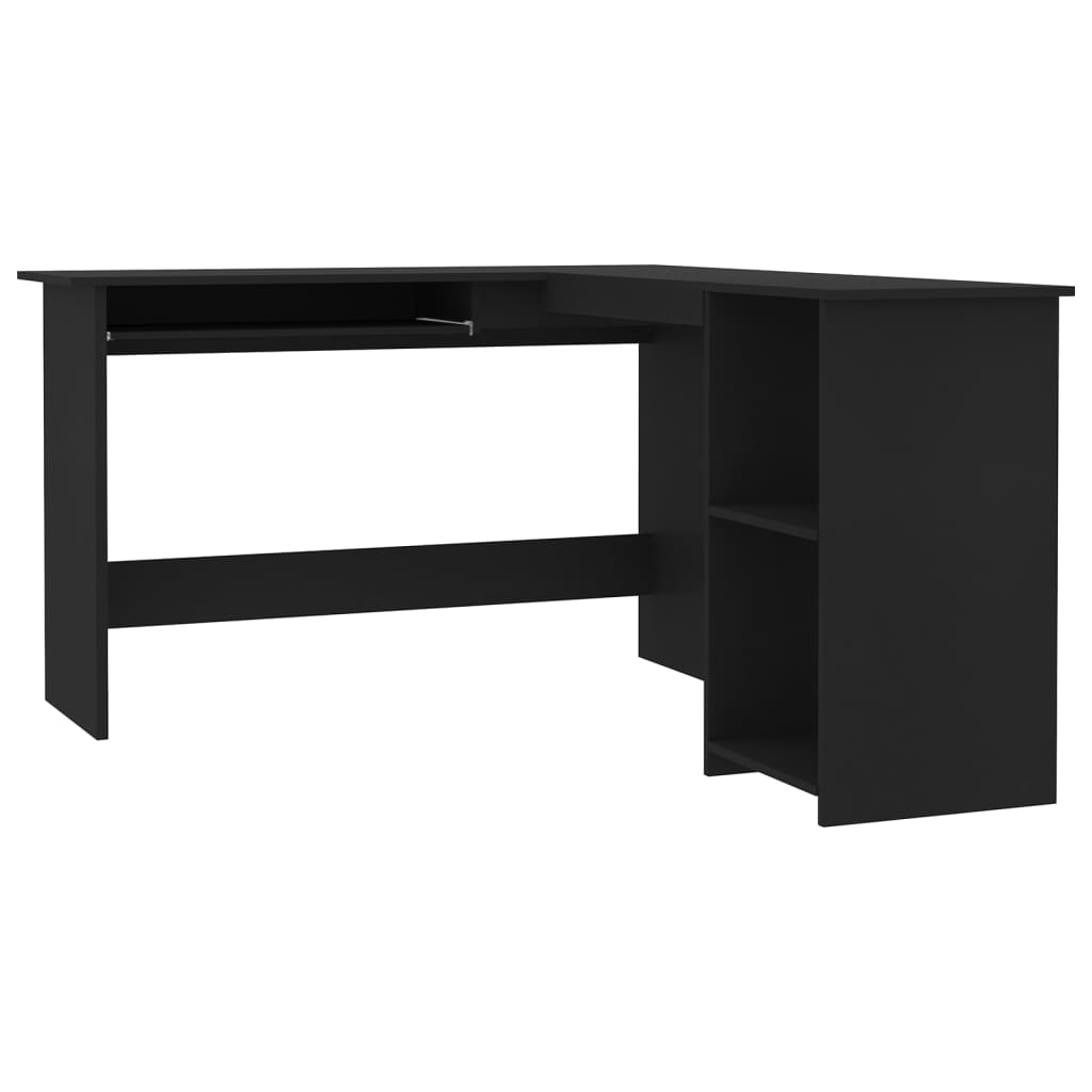 Scrivania Angolare a L Nera 120x140x75cm in Legno Multistrato - homemem39