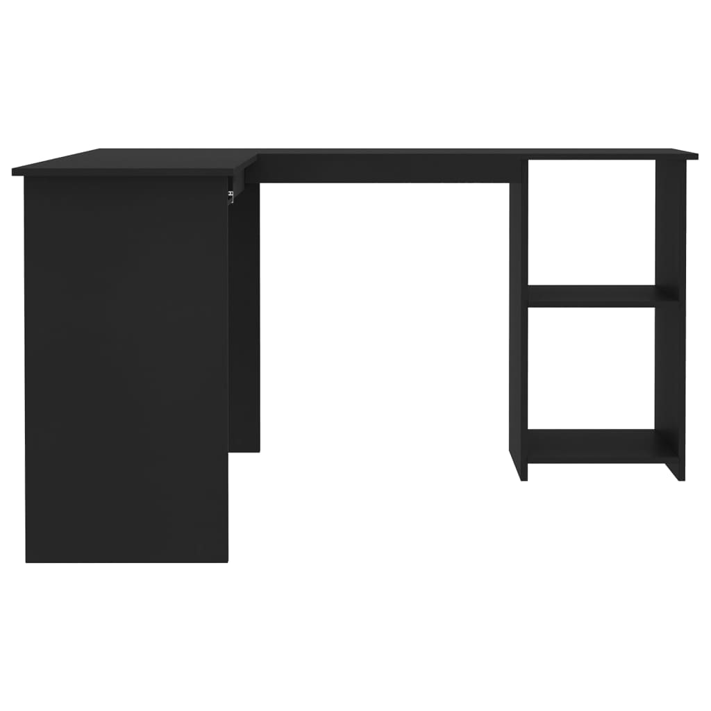 Scrivania Angolare a L Nera 120x140x75cm in Legno Multistrato - homemem39