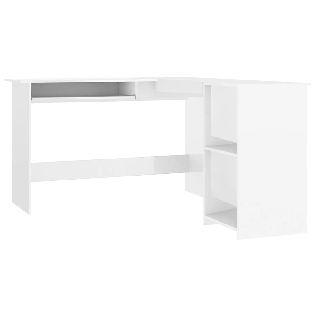 Scrivania Angolare a L Bianco Lucido 120x140x75cm Multistrato - homemem39